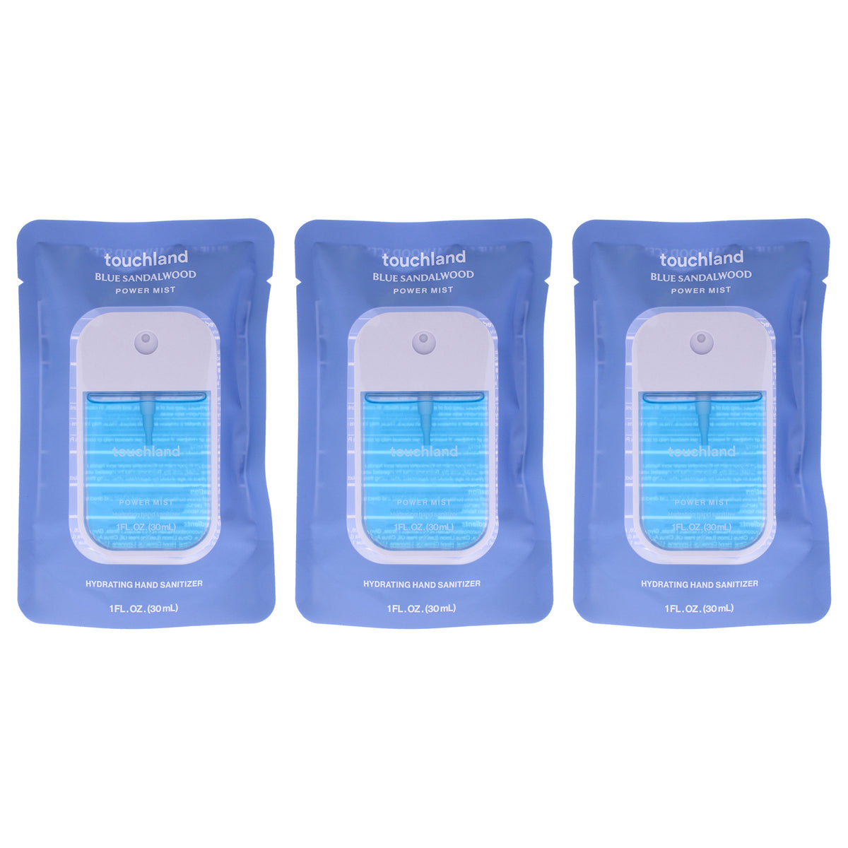 Power Mist Hydrating Hand Sanitizer - Blue Sandalwood by Touchland for Unisex - 1 oz Hand Sanitizer - Pack of 3