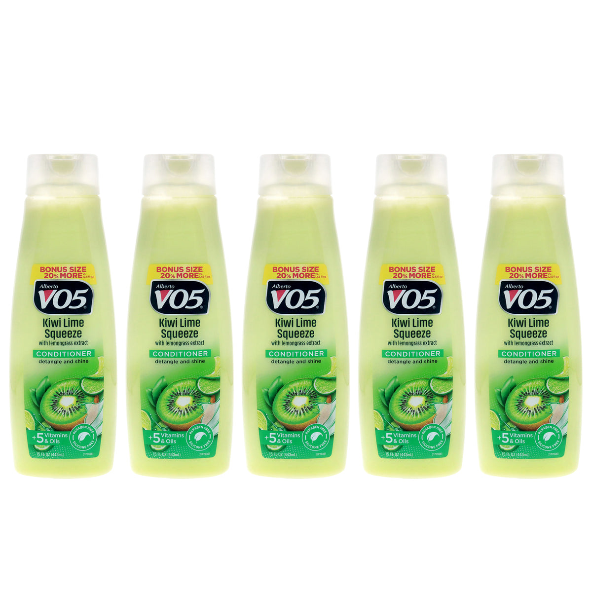 Herbal Escapes Kiwi Lime Squeeze Conditioner by Alberto VO5 for Unisex - 15 oz Conditioner - Pack of 5