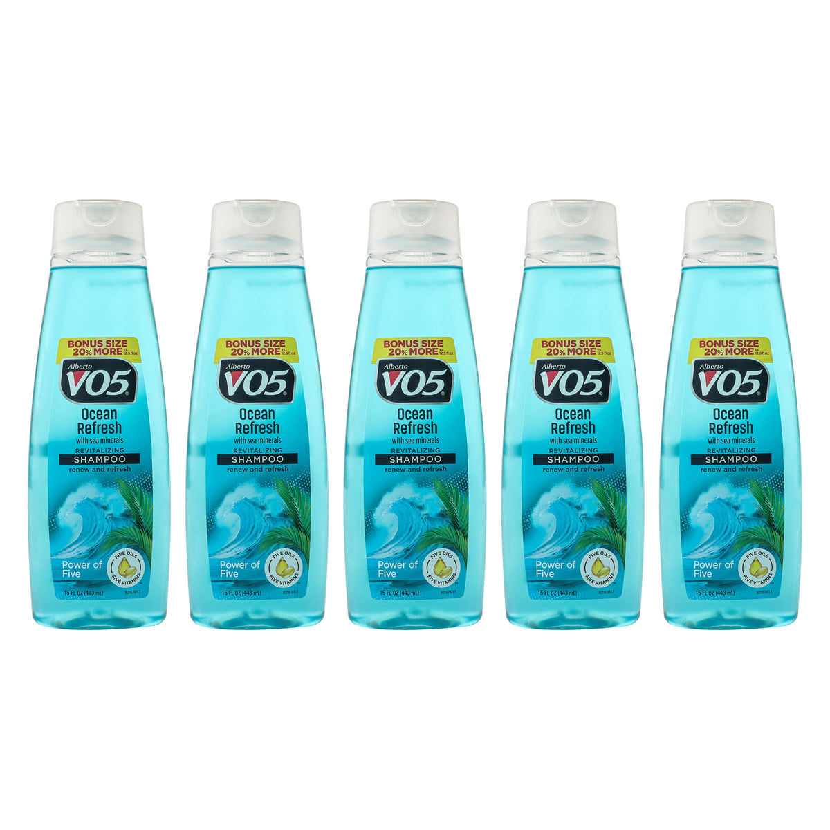 Revitalizing Ocean Refresh Shampoo by Alberto VO5 for Unisex - 15 oz Shampoo - Pack of 5