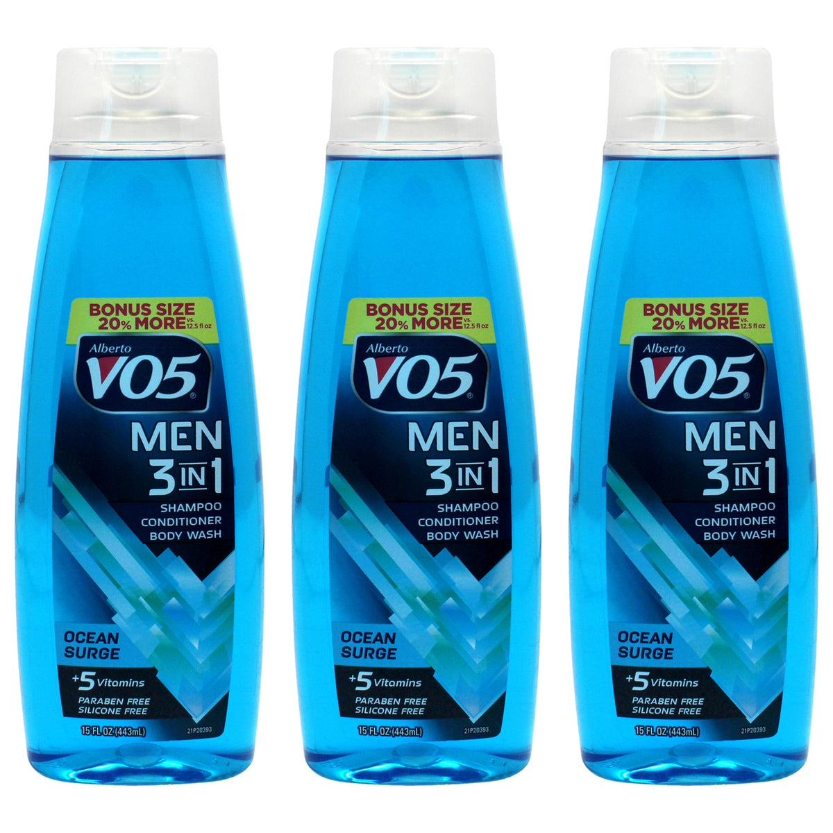 3-in-1 Ocean Surge Shampoo Conditioner and Body Wash by Alberto VO5 for Unisex - 15 oz Body Wash - Pack of 3
