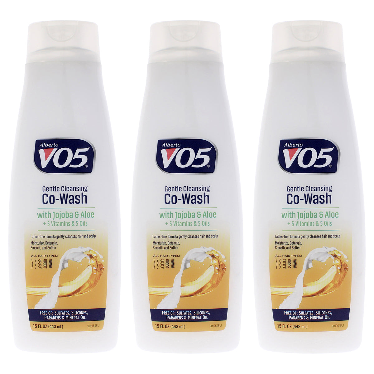 Gentle Cleansing Cowash - Jojoba and Aloe by Alberto VO5 for Unisex - 15 oz Cleanser - Pack of 3