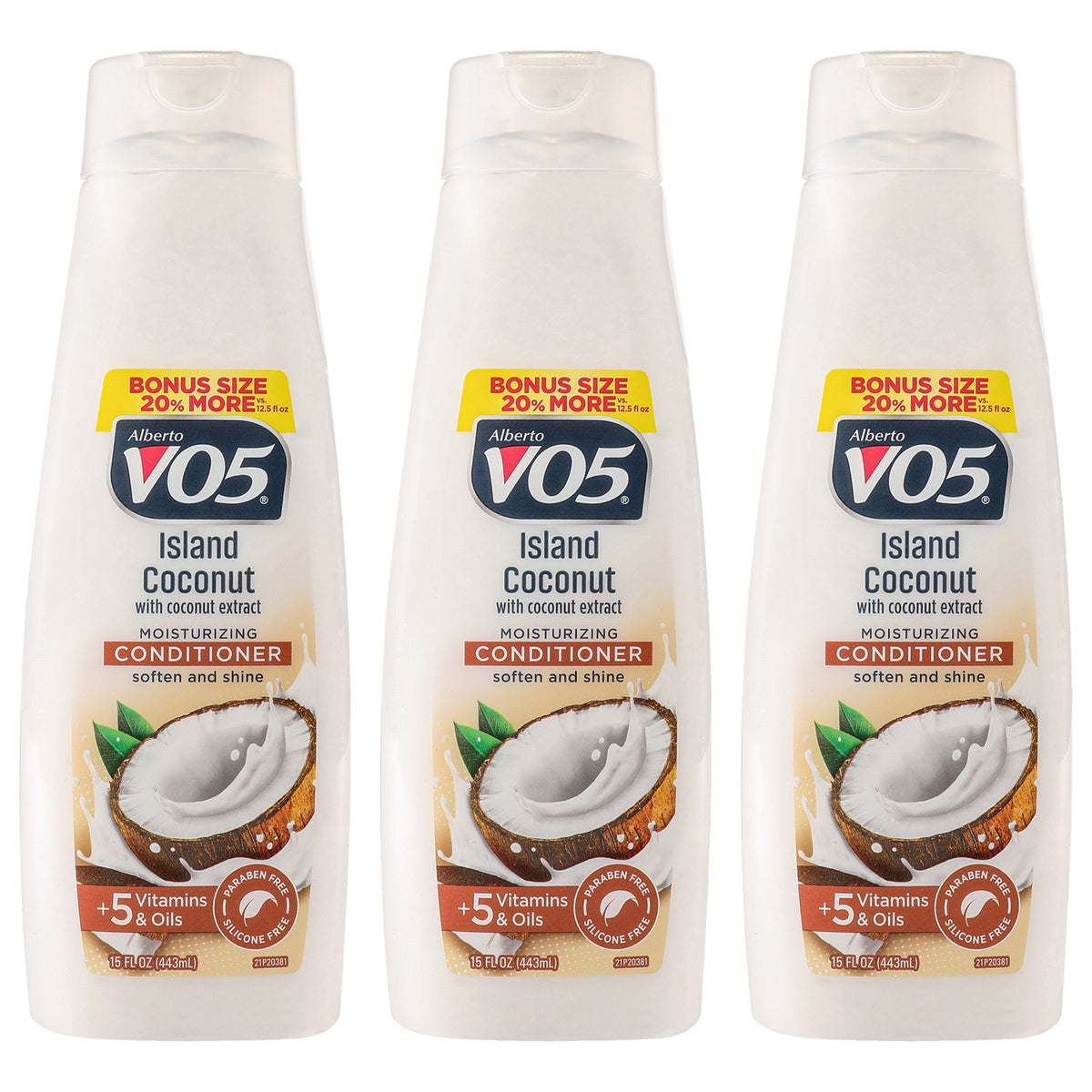 Moisturizing Island Coconut Conditioner by Alberto VO5 for Unisex - 15 oz Conditioner - Pack of 3