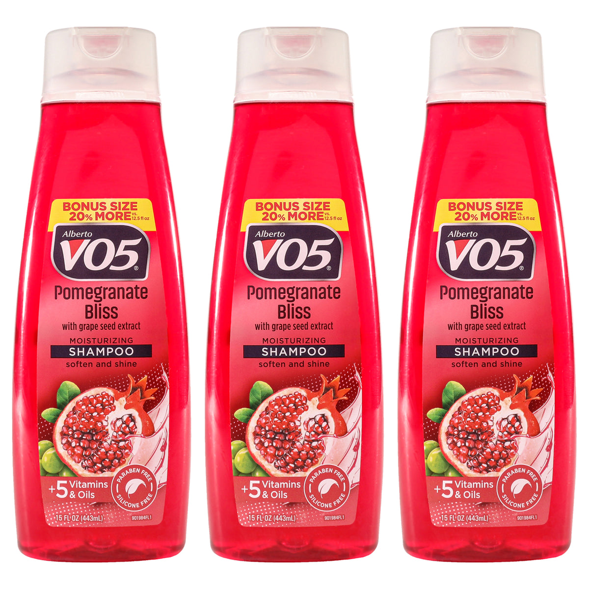 Moisturizing Pomegranate Bliss Shampoo by Alberto VO5 for Unisex - 15 oz Shampoo - Pack of 3