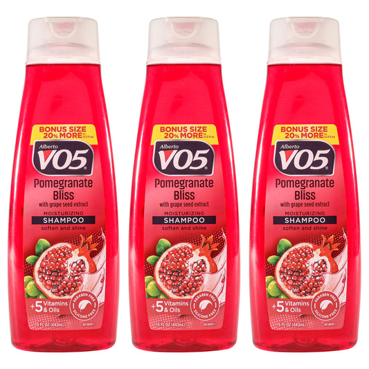 Moisturizing Pomegranate Bliss Shampoo by Alberto VO5 for Unisex - 15 oz Shampoo - Pack of 3