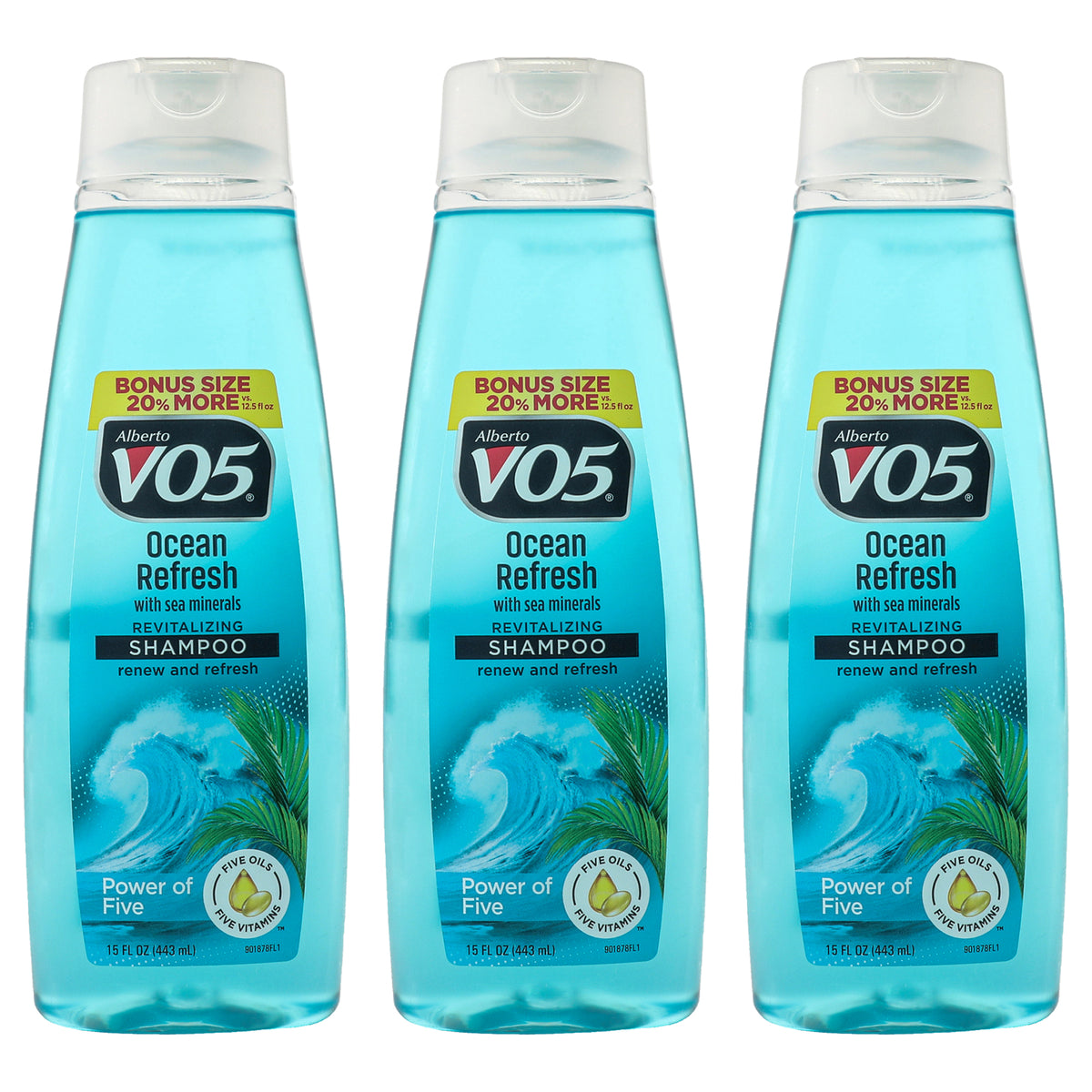 Revitalizing Ocean Refresh Shampoo by Alberto VO5 for Unisex - 15 oz Shampoo - Pack of 3