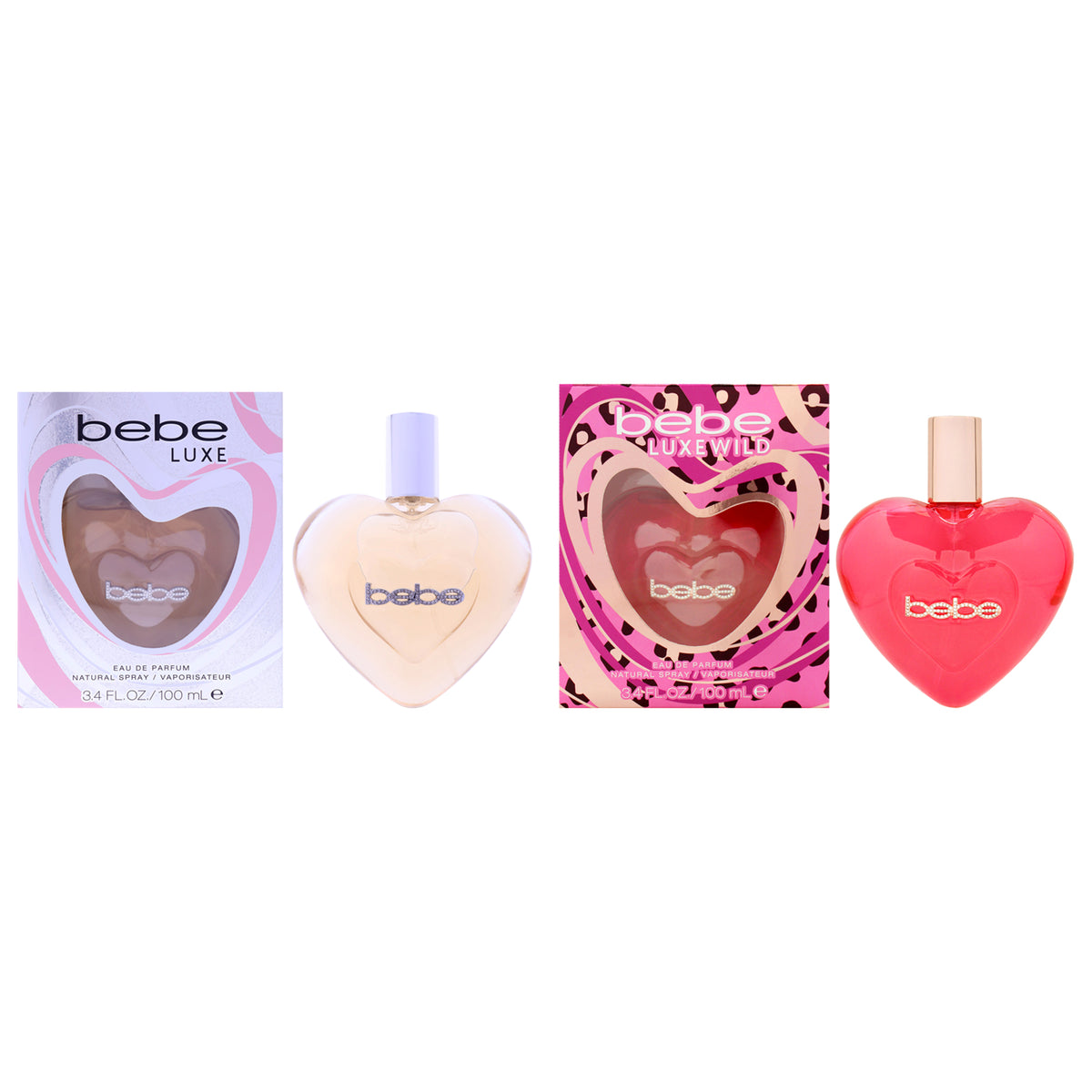 Luxe Duo - Premium Expression Kit by Bebe for Women - 2 Pc Kit 3.4oz Bebe Luxe EDP Spray, 3.4oz Bebe Luxe Wild EDP Spray