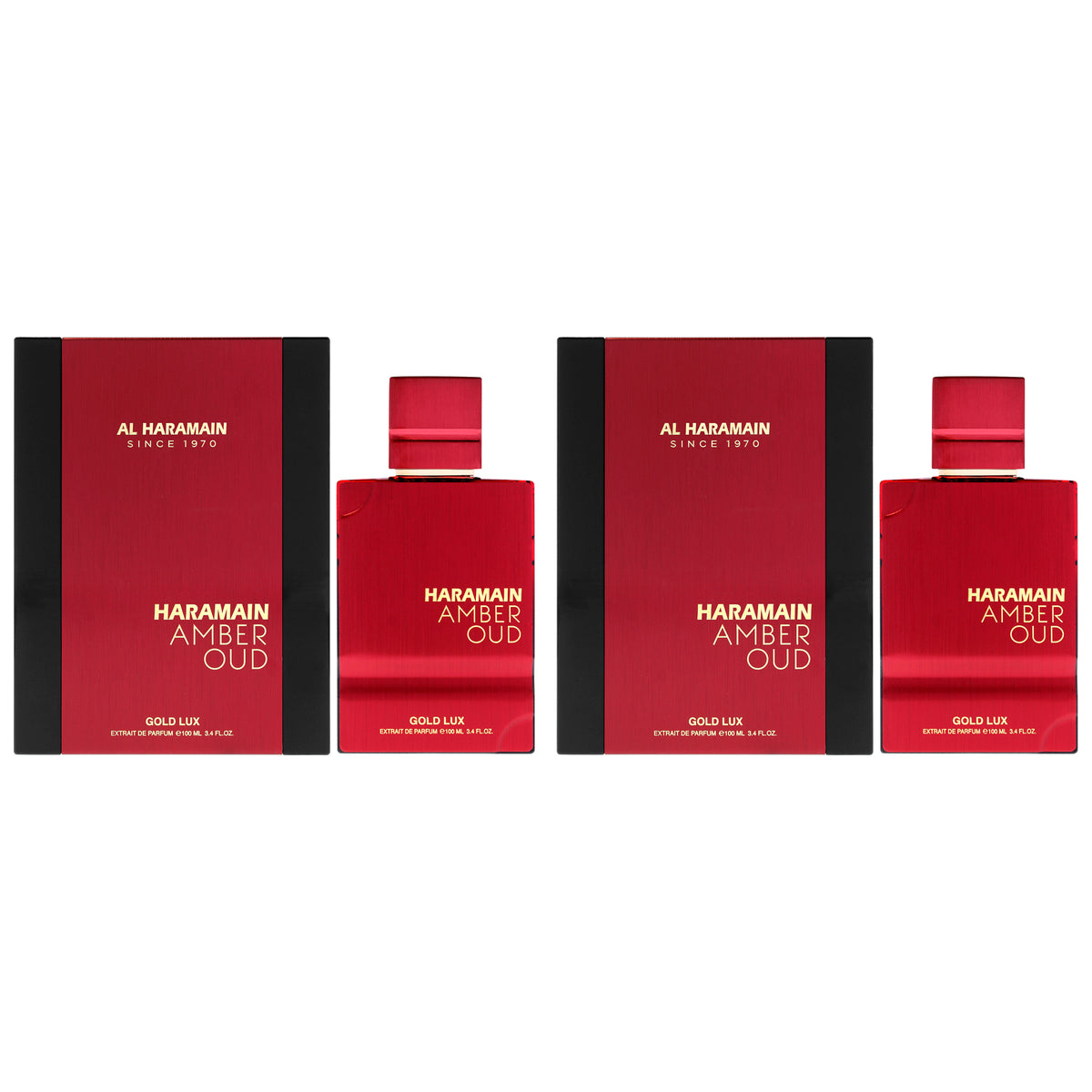 Amber Oud - Gold Lux by Al Haramain for Unisex - 3.4 oz Extrait De Parfum Spray - Pack of 2