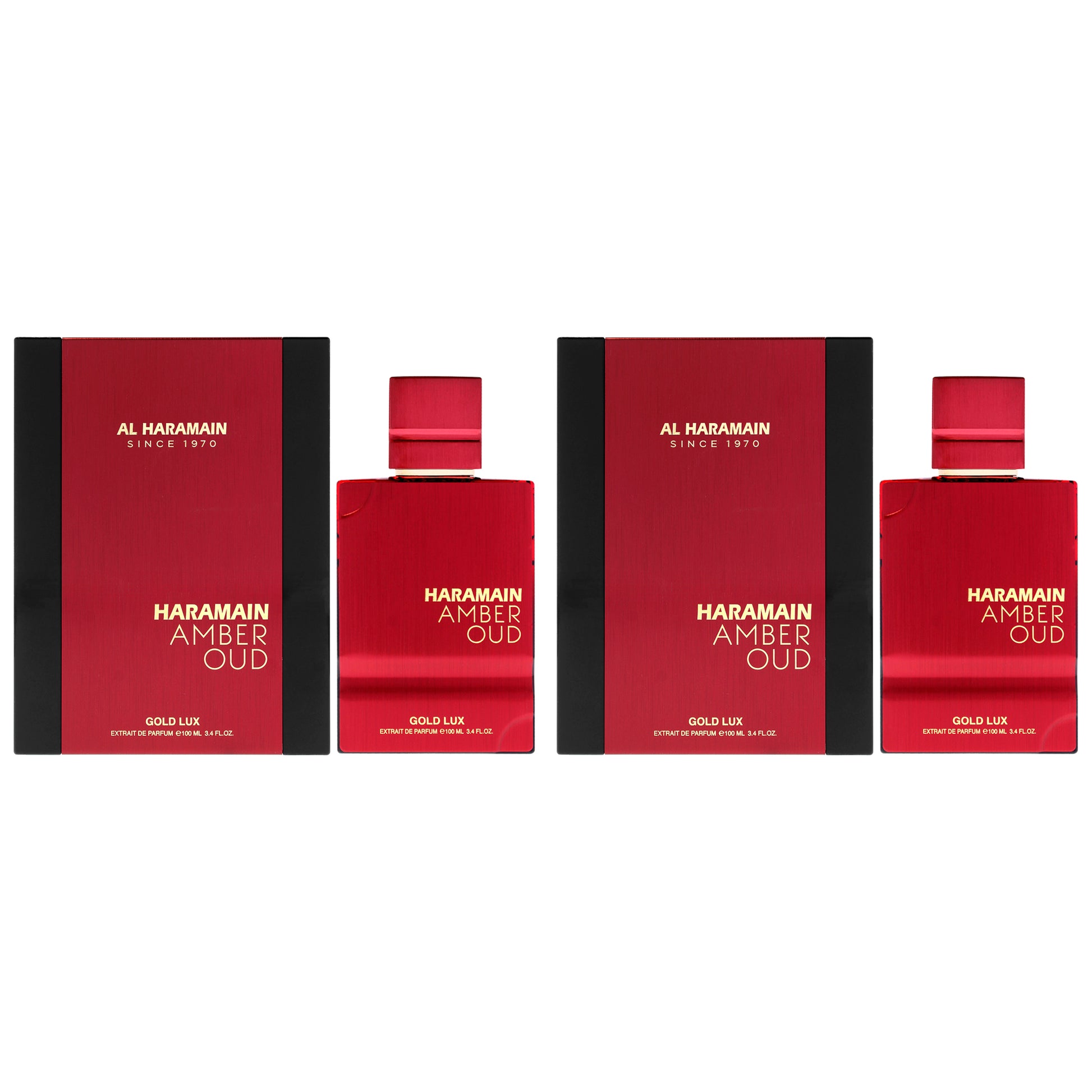 Amber Oud - Gold Lux by Al Haramain for Unisex - 3.4 oz Extrait De Parfum Spray - Pack of 2